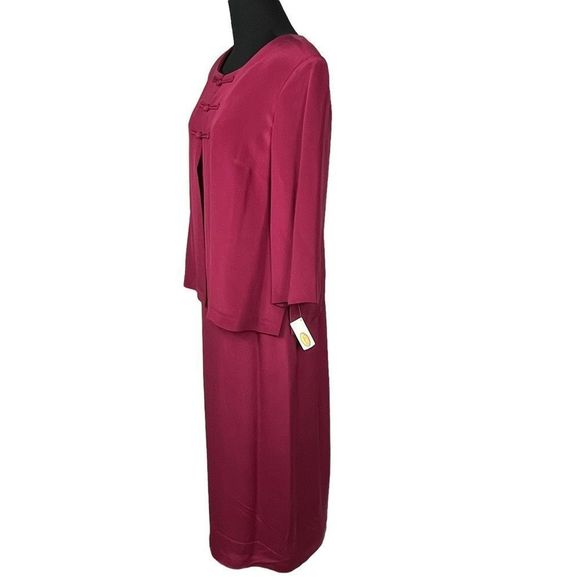Talbots Pure Silk 2 Piece Wine Jacket and Sleeveless Sheath Maxi Dress S… - Picture 6 of 15